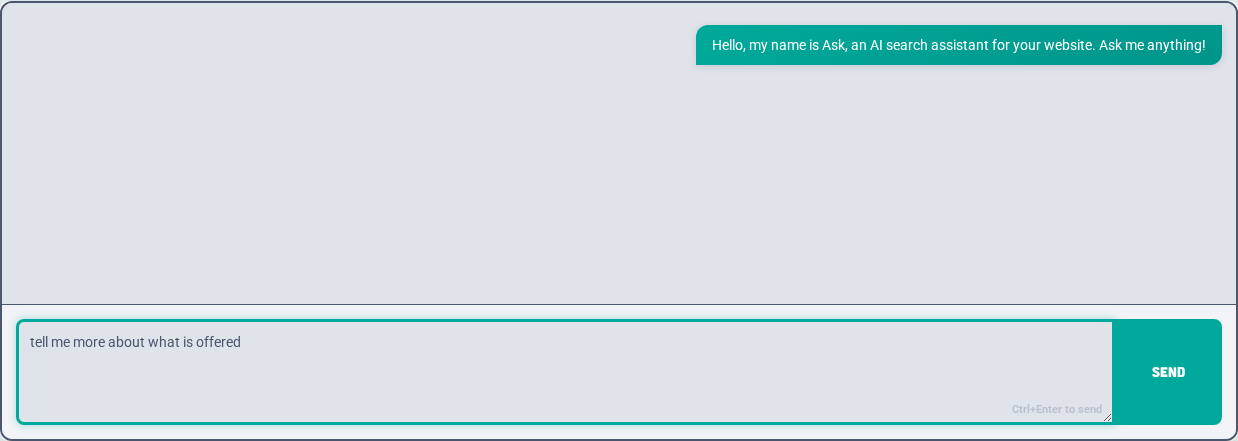 Ask starts with a natural-language prompt for the selected account context.